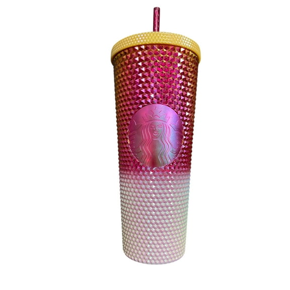 Starbucks Chrome Pink & White Studded Ombre Venti Cold Cup 24 oz