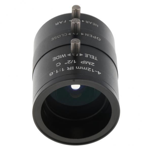 2x Metal 1/2 '' 4-12mm 6 C Mount Manual IRIS Focus Lens para Camera Black Hugo Lente varifocal de la cámara