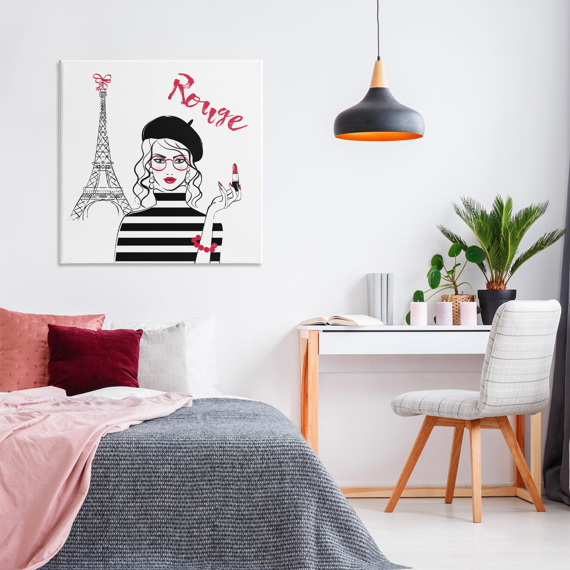 Stupell Industries Rouge Parisian Fashion Novelty Painting Gallery Wrapped Canvas Art Print Wall Art, 36 x 36