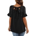 thumbnail image 4 of Blusas y blusas para mujer Elegantes camisas de verano con mangas con volantes y cuello cuadrado Blusas con lazo en la espalda OAVQHLG3B Store lin121212, 4 of 5