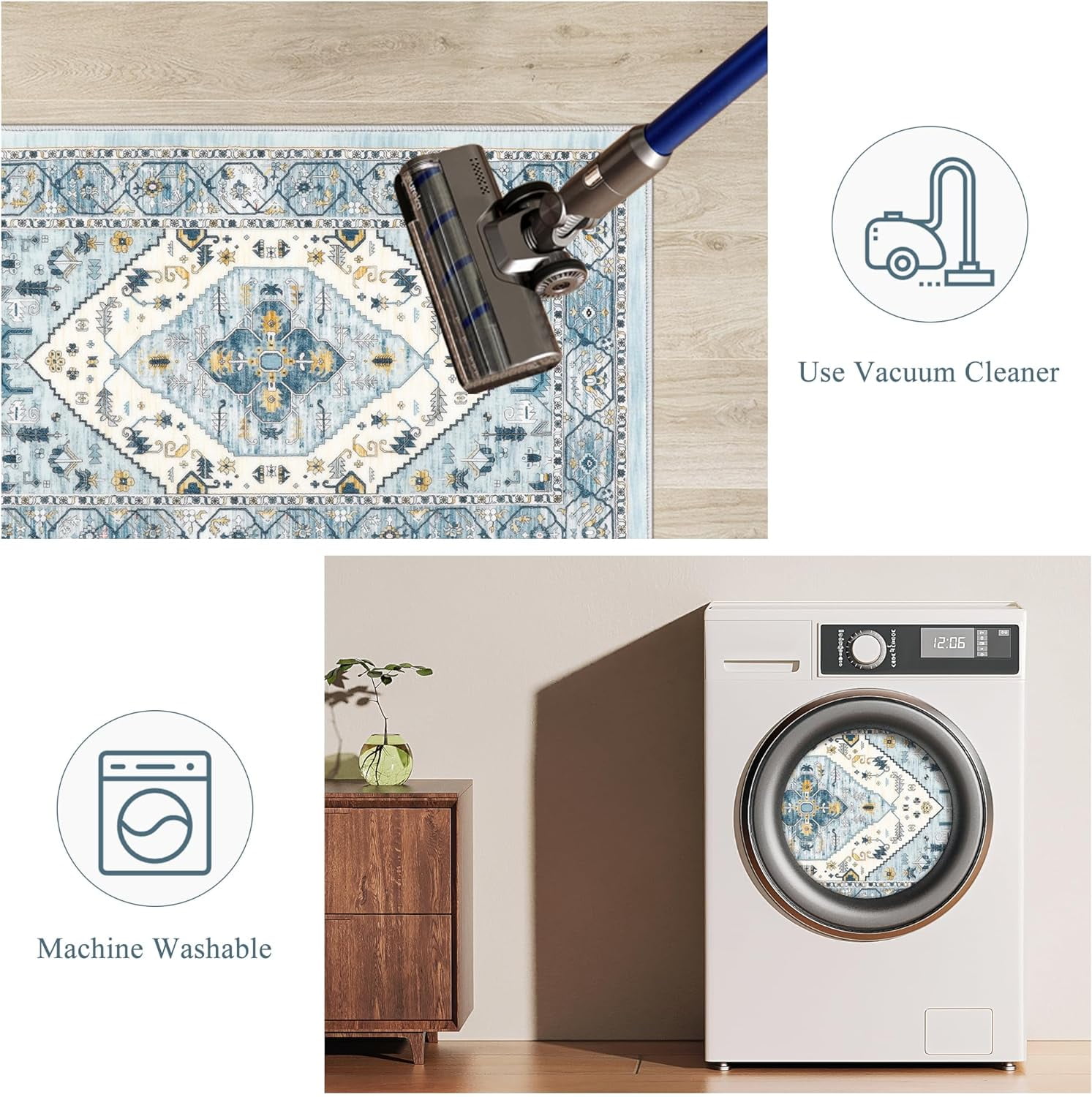 Kitchen Rugs and Runners Set of 3, Yamaziot Kitchen Mat for Floor, Non Slip Skid Comfort Washable Farmhouse Carpet for Laundry Room Sink