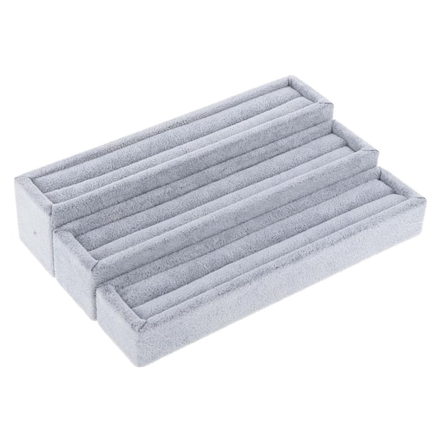 Soporte de joyería Sunnimix Vitrina de anillo 3 piezas Gris