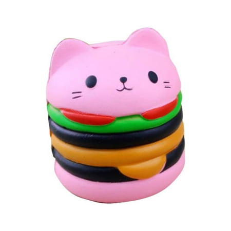 Hamburger Plush - Jumbo Squishy Cute Hamburger Cat Slow Rising Cartoon Scented Bread Soft Fun Toy