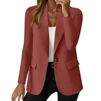 Evdexr Women's Open Front Blazers Business Lightweight Suit Jackets Lapel Long Sleeve Office Suit Cardigan Summer Lined Button Down Loose Blazer Jackets with Pockets Red M