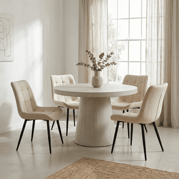 Placida Decor Ensemble de 4 Chaises en Velours Rouille - Chaises d'Appoint Modernes Rembourrées Taupe/Beige avec Pattes en Métal Noir pour Salle à Manger Ou Cuisine