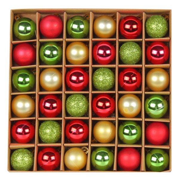 Red gold gold Adornos de bolas de Navidad, 36 piezas, pequeñas bolas de plástico irrompibles, tapas incluidas