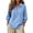Blue, variant on Women's Henley Shirt – 3/4 Sleeve Cotton Linen Button Down Blouse, Casual V Neck Lapel Top with Roll Up Cuff, Loose Fit Summer Work Shirt for Women Navy,M
