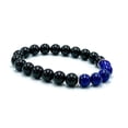 thumbnail image 3 of Natural Lapis Lazuli & Black Tourmaline 8mm Round Shape Smooth Cut Beads Stretchable Bracelet for Men & Women., 3 of 3