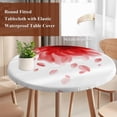 thumbnail image 4 of Modern Red Round Tablecloth, Fitted Table Cover with Elastic for 45"-54" Round Tables, Gradient Floral Abstract Bohemian White Table Cloth Outdoor Indoor Dinning Party Waterproof Tablecloths, 4 of 7