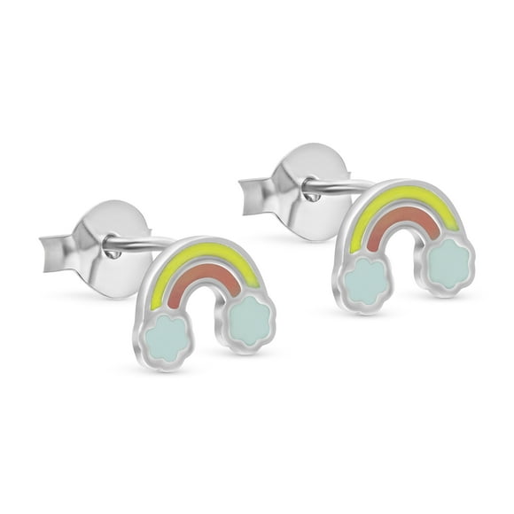 QUINTESSENTIAL Boucles d'Oreilles en Émail Arc-en-Ciel