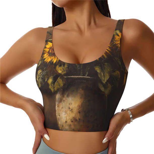 Balery Rustic Sunflower Bouquet Sujetadores deportivos con espalda cruzada para mujer, acolchados, sin costuras, de alto impacto, ideales para yoga, gimnasio, entrenamiento y fitness.-XX-Large
