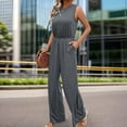 thumbnail image 6 of Fashion Jumpsuits for Women Dressy Plus Size Solid Color Sleeveless High Waist Slightly Elastic Jumpsuit, 6 of 8