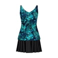 thumbnail image 4 of UJNDER Maillots de Bain pour Femmes Tankini Bikini Mini Robe de Bain Mode Imprimé Col en V Plissé Plage Bain Tenue de Plage Maillots de Bain pour Femmes Vert P, 4 of 5