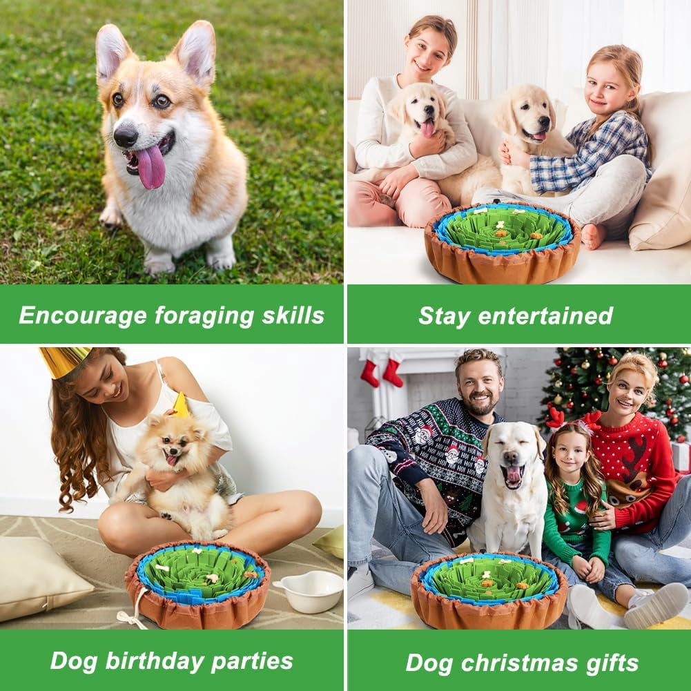 Snuffle Mat for Dogs, Adjustable Nosework Mat for Small, Medium & Large Dogs, Interactive Dog Enrichment Toy for Mental Stimulation & Slow Feeding (Green & Blue)