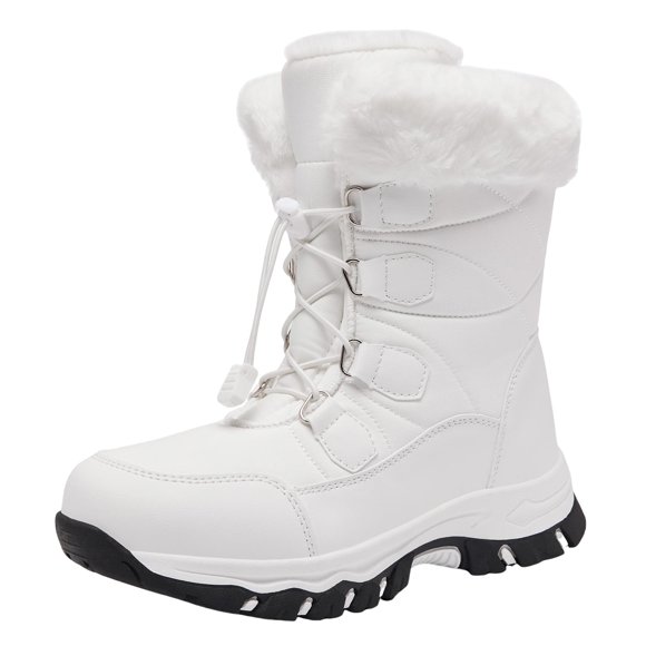 Ymyiu Bottes de Neige Garçons Filles Extérieur Antidérapantes Isolées Imperméables Bottes de Neige d'Hiver Enfants Bottes Sorel (Blanc, 10-10,5 Ans)