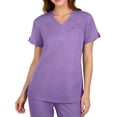 thumbnail image 4 of Iaqnaocc Scrubs for Women Premium Comfort Fit Nursing Uniform Fashion V Neck Side Slits Scrub Tops Breathable Short Sleeve Tees Blouse with Pockets Purple XL, 4 of 4