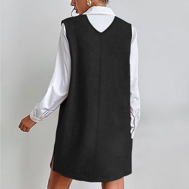 OGLCCG Women Sweater Vest Oversized V Neck Sleeveless Knit