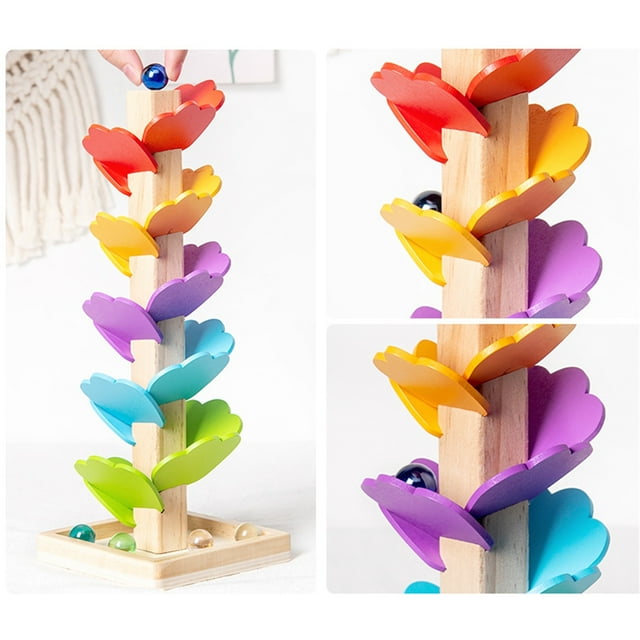 LSLJS Montessori Toy Building Blocks Wooden Music Tree, Ball Falling Ramp, Music Tree, Suitable for Baby Learning Development Educational Activity Toys Bir