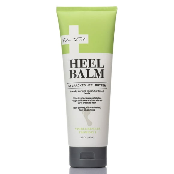 Dr Foot Cracked Heel Butter Moisturizer Foot Cream Skincare Lotion. Moisturizing Skin Care Balm For Dry Cracked Feet Rapidly Softens Tough Heels & Exfoliates Rough Calluses Non-Greasy Large 8 Fl Oz
