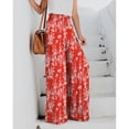 thumbnail image 3 of Pantalones De Cintura Alta Mujer Pantalones Casuales Pierna Recta Ancha Pantalones De Cintura Elástica Estilo Suelto Flores Rojas S, 3 of 6