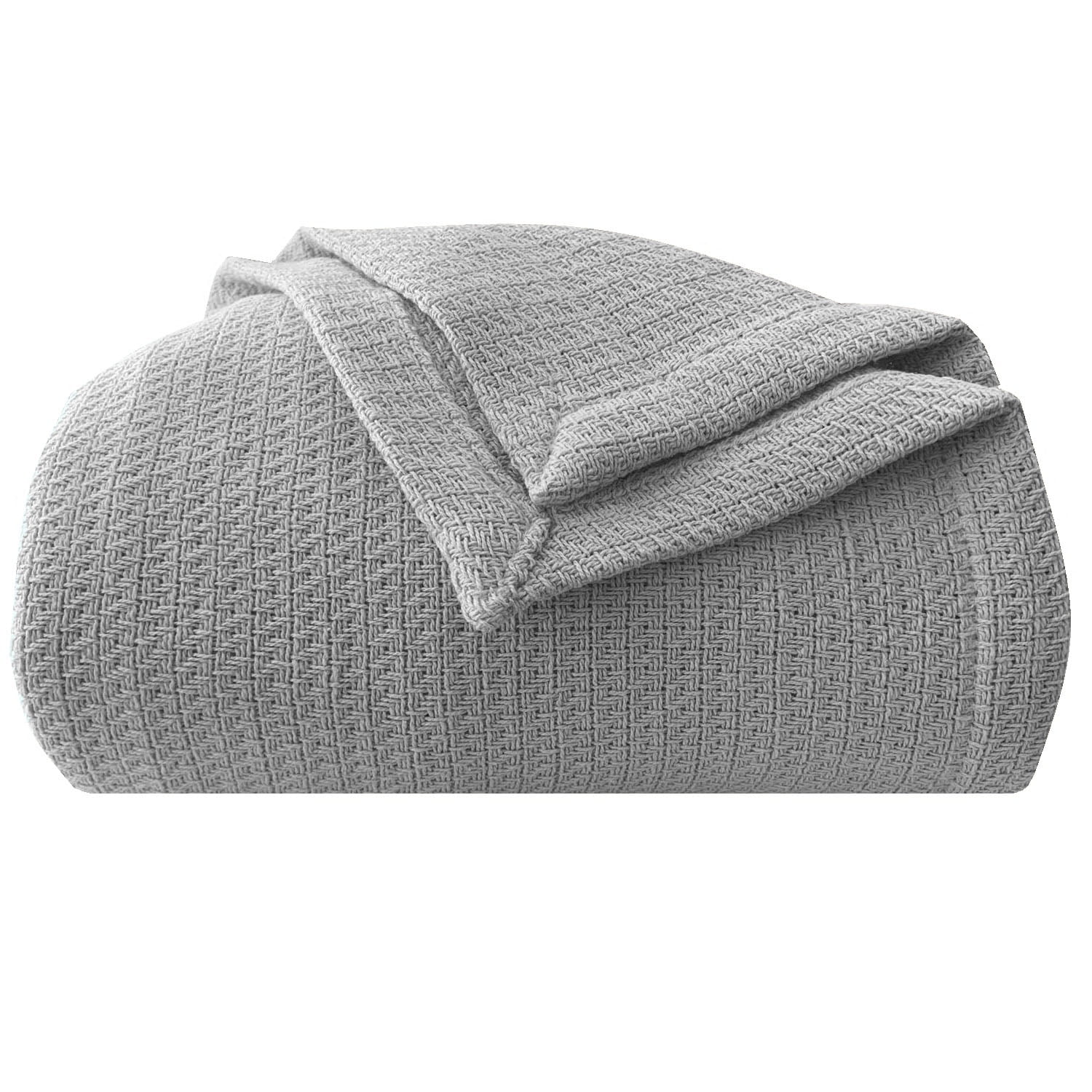 Homvare Full/Queen Super Soft 100 Cotton Basket Weave Blanket/Throw 90