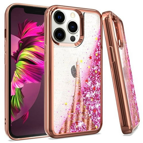 For Iphone 13 Pro 6.1 Chro Glt Motion Paris Tower Rose Gold