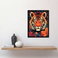 thumbnail image 2 of Tangerine Tiger Artwork Bold Bright Amber Orange And Red On Teal Art Print Framed Poster Wall Decor 12x16 inch, 2 of 5