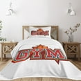thumbnail image 3 of Ambesonne Fitness Quilted Bedspread Set 2 Pcs, Vibrant Gym Sign Star, Twin Size, Red Petrol Blue Orange, 3 of 6