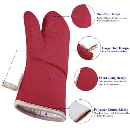 

BESTONZON 1 Set of Oven Mitt Heat Resistant Pot Holder Pad Protective Oven Gloves (Red)