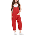 thumbnail image 1 of Girls Romper Solid Summer Rompers for Girls Sleeveless Overalls with Side Pockets Girls Summer Clothes 5-6 Y, 1 of 6