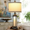 thumbnail image 3 of Farmhouse Table Lamp, 27" Vintage Rustic Retro Beside Lamp with USB A+C Charging Ports & AC Outlet, Industrial Modern Lamp with Glass LED Night Light for Living Room Bedrooms Nightstand 1 Pack, 3 of 11