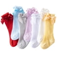 thumbnail image 4 of Kmbangi Baby Girl's Socks, Breathable Infant Stockings with Bowknot for Party, 4 of 6