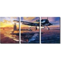 Large 3 Piece Canvas Wall Art Airplane Pictures Black and White Aircraft Art Painting Modern Home Decor Print for Home Living Room Dining Room Office Stretched and Framed Ready to Hang 60"Wx28"H
