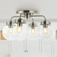thumbnail image 5 of JONATHAN Y Piper 18" 4-Light Farmhouse Rustic Iron/Glass LED Semi Flush Mount, Nickel/Clear, 5 of 8