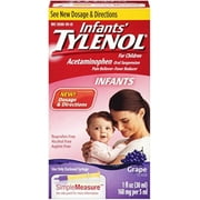 TYLENOL Infants' Oral Suspension, Grape Flavor, 1 oz (Pack of 2)