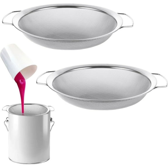 Topboutique Fine Mesh Paint Filter,Stainless Steel Paint Strainer,Fine Mesh Strainer,Suitable Latex Paint Strainer for 5 Gallon Barrels with a Handle to Filter Impurities from Paint Coatings,2 Pcs