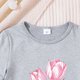 thumbnail image 4 of Conjuntos de blusas y camisas de cuello redondo y manga corta para niños, top con capucha de manga larga de color con faldas de cintura elástica, traje casual y cómodo, conjunto de poliéster para niño, 4 of 6