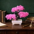thumbnail image 2 of Mini Artificial Bonsai Tree Plant - Office Restaurant Table Centerpieces Windowsill Decor with Plastic Cement Basin, 2 of 6