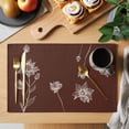 thumbnail image 2 of Brown White Floral Placemats Set of 4, Abstract Art Summer Botanical Placemats for Dining Table, Place Mats for Kitchen Tabletop, Waterproof Wipeable Dining Table Mats Set, 2 of 9
