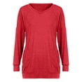thumbnail image 4 of QUYUON Crewneck Sweatshirts Graphic Discount Womens Graphic Sweatshirts Polyester Long Sleeve V-Neck Solid Pullover Tops Style S-708 Stretch Vintage Crewneck Sweatshirts Snug Fit Shirts Red XXL, 4 of 5