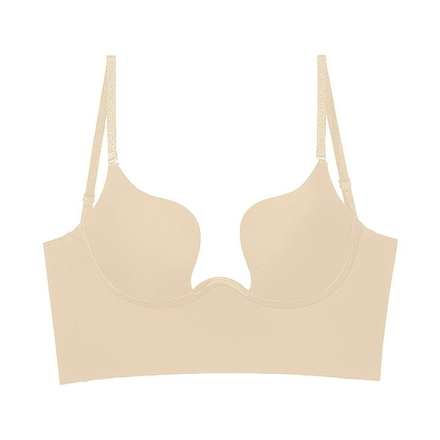MIASHUI Bras for Women Solid Low Back Bras Underwired U Shape Backless Bras Multiple Convertible Straps Underwire Bra