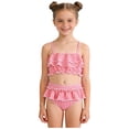 thumbnail image 3 of Splozh Bathing Suits for Girls Comfortable Stylish Two Piece Swimsuit Set with Ruffles and Plaid Print for Girls,Pink,5-6 Years, 3 of 9