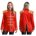 thumbnail image 3 of Ropa de abrigo larga Medieval Hippy para mujer, disfraces de Halloween, tablas de hombro con borlas, adornos dorados, chaquetas de satén con cremallera frontal, 3 of 5