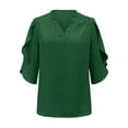 thumbnail image 4 of NJGRAE One Shoulder Tops for Women Summer Blouses for Women 2026 Women Fashion Petal Sleeve Tops Loose V Neck Chiffon Shirt Ribbed Knit Casual Top M, 4 of 5