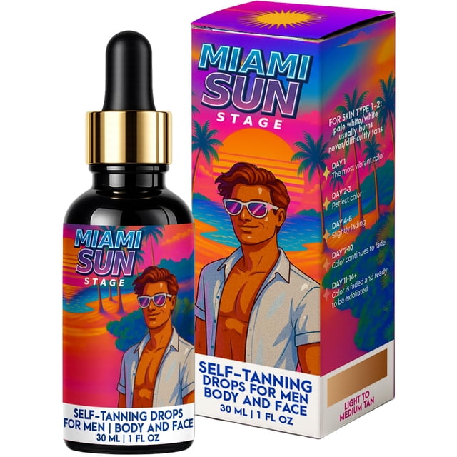 Gotas autobronceadoras SUNSTAGE para hombre tono medio-oscuro 30 ml