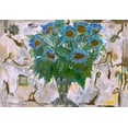 thumbnail image 2 of Wiley, Marta 24x18 Gold Ornate Wood Framed with Double Matting Museum Art Print Titled - Blue and Orange Floral, 2 of 4