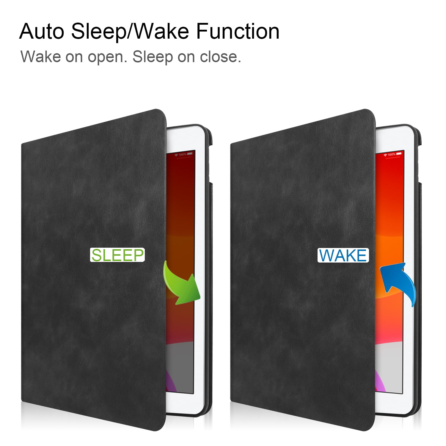 iPad 10.2" 7th Generation Case with Pencil Holder, Allytech Slim Fit PU Leather Folio Flip Stand Smart Cover Auto Sleep Wake Full Protection Shockproof Cases Covers for Apple iPad 7th Gen,Black