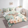 thumbnail image 2 of Castle Fairy Floral Rose Animal Deer Queen Bedding 7pcs,Watercolor Wildlife Flowers Bedding Comforter Set Queen,Sage Pink Cream,Reversible, 2 of 7
