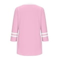 thumbnail image 4 of WCMZJ Women Dressy Casual Blouse 3/4 Sleeve Shirts Pleated Round Neck Business Work Tunic Tops Spring Summer Tees Pink 2XL, 4 of 5