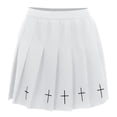 thumbnail image 6 of DuAnyozu Women High Waist Gothic Punk Mini Skirts Cross Pattern Pleated Skirt, 6 of 6